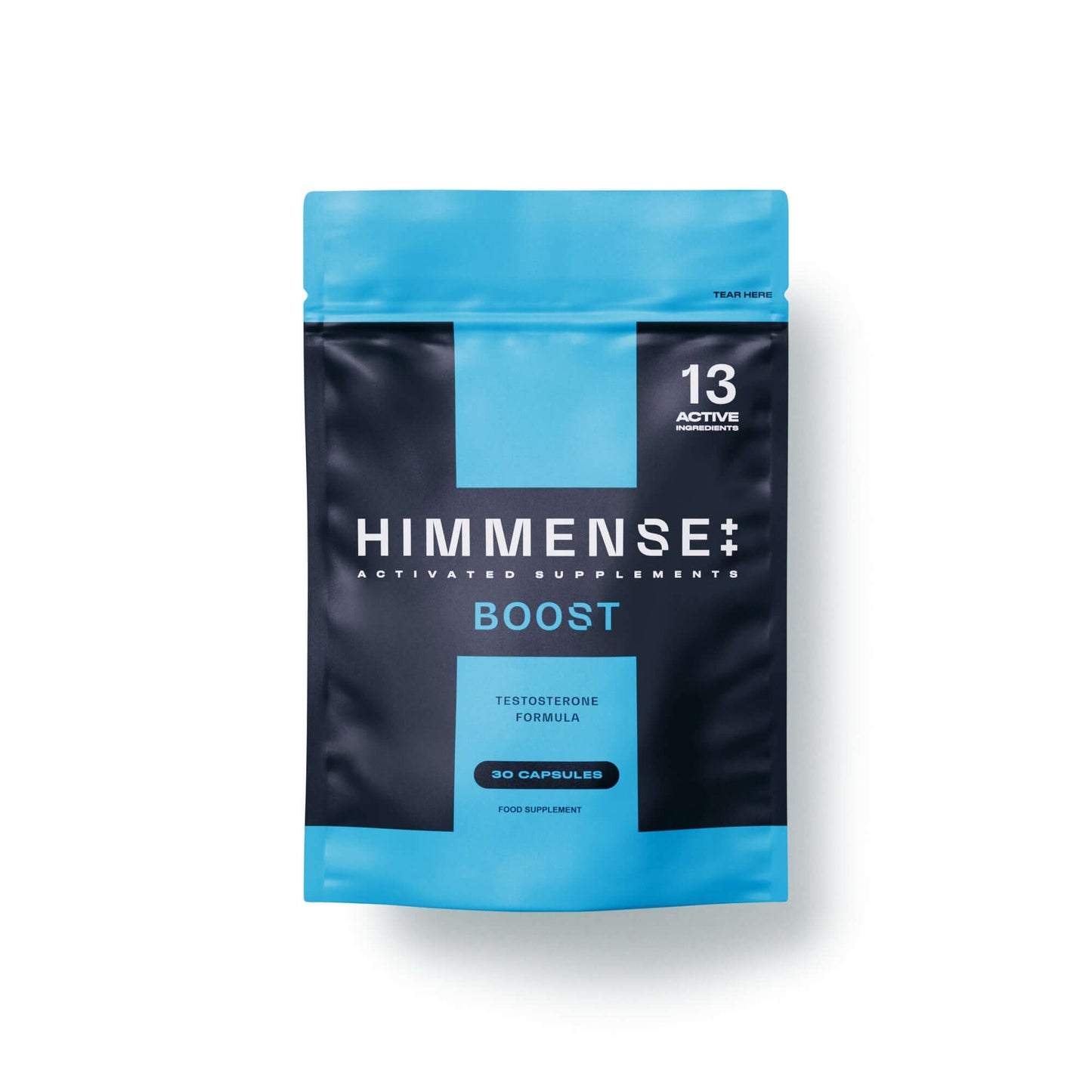 Himmense BOOST testosterone formula supplement for energy, muscle mass, fertility, and mental wellbeing – 30 capsules.